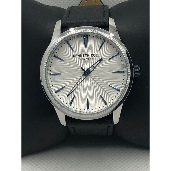 Kenneth Cole KC50877001 Unisex Leather Analog Silver Dial Quartz Watch OL134 - Picture 1 of 9